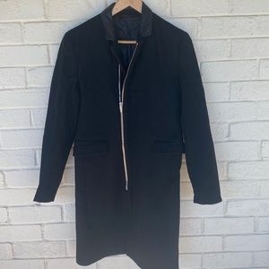 Zara Man Asymmetrical Black Wool Blend Coat S